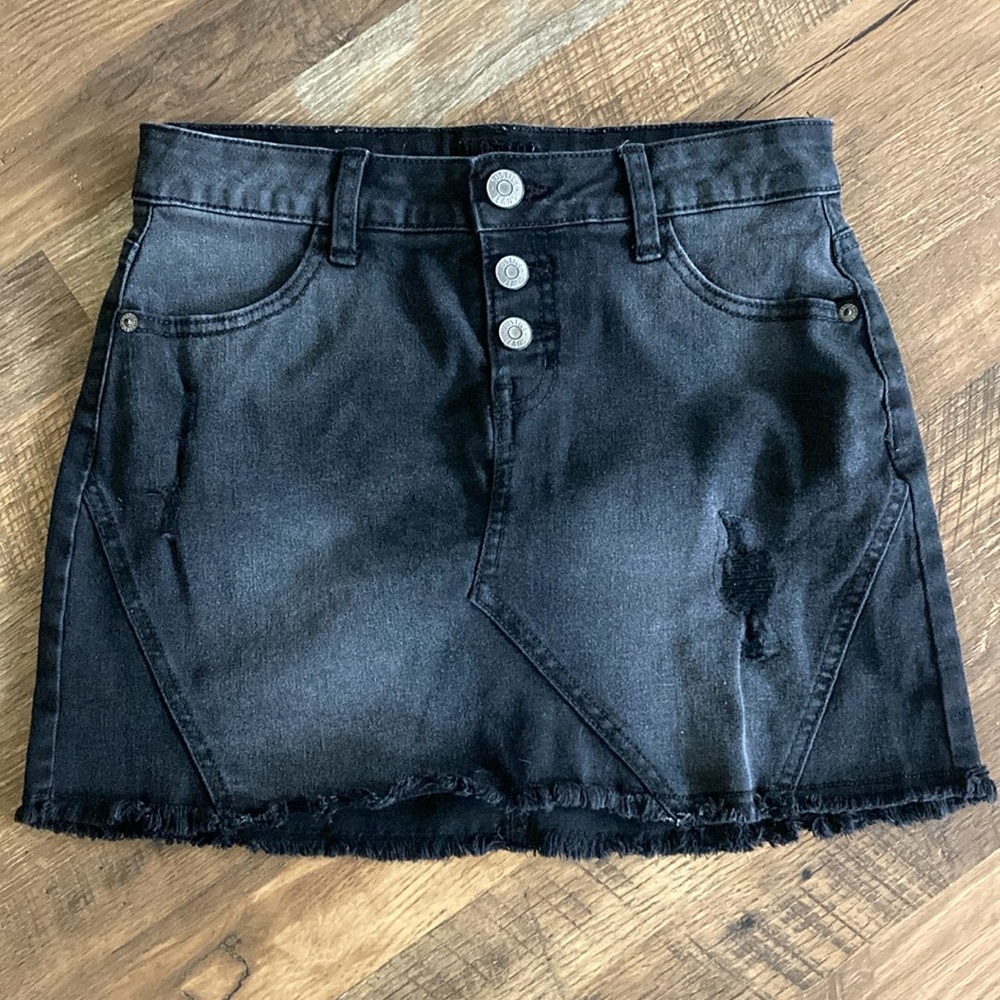Justice distressed black denim skirt